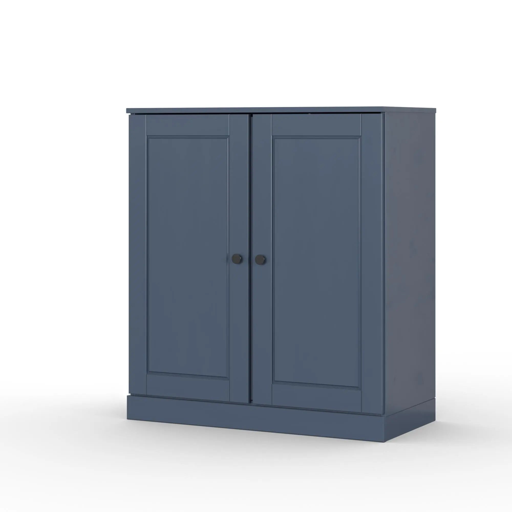 32" French Blue Solid Wood Free Standing Double Door Linen Cabinet Homeroots Organization