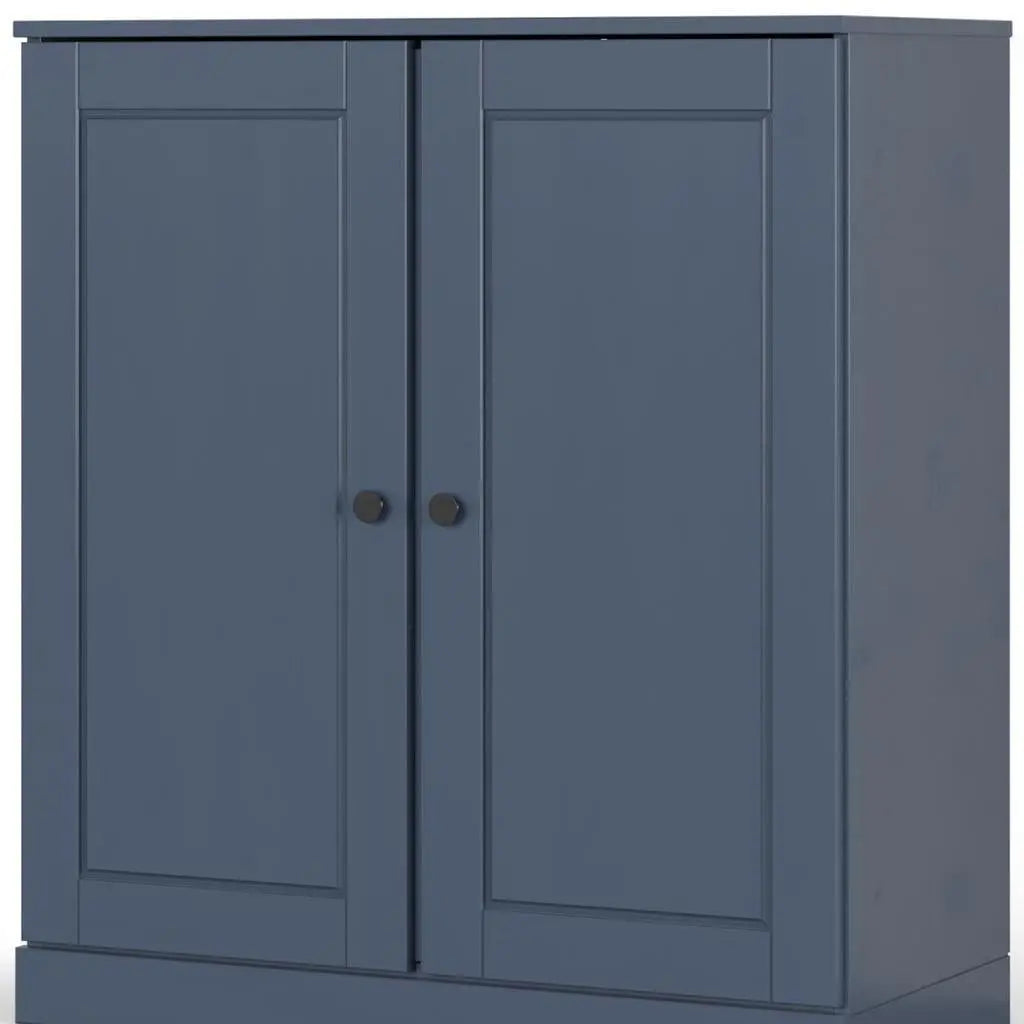 32" French Blue Solid Wood Free Standing Double Door Linen Cabinet Homeroots Organization
