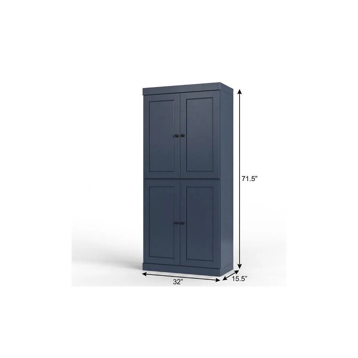 32" French Blue Solid Wood Free Standing Four Door Linen Cabinet Homeroots Organization