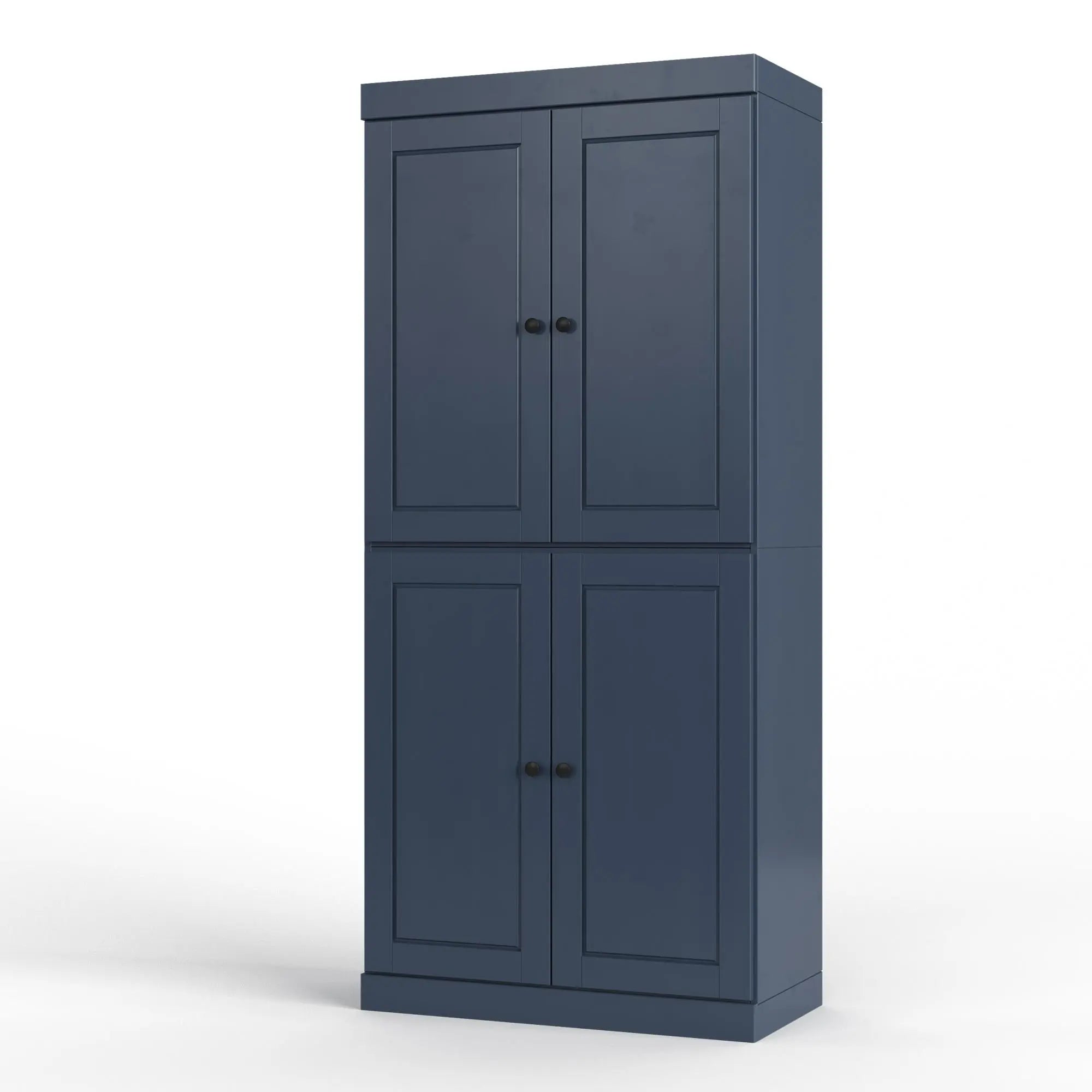 32" French Blue Solid Wood Free Standing Four Door Linen Cabinet Homeroots Organization