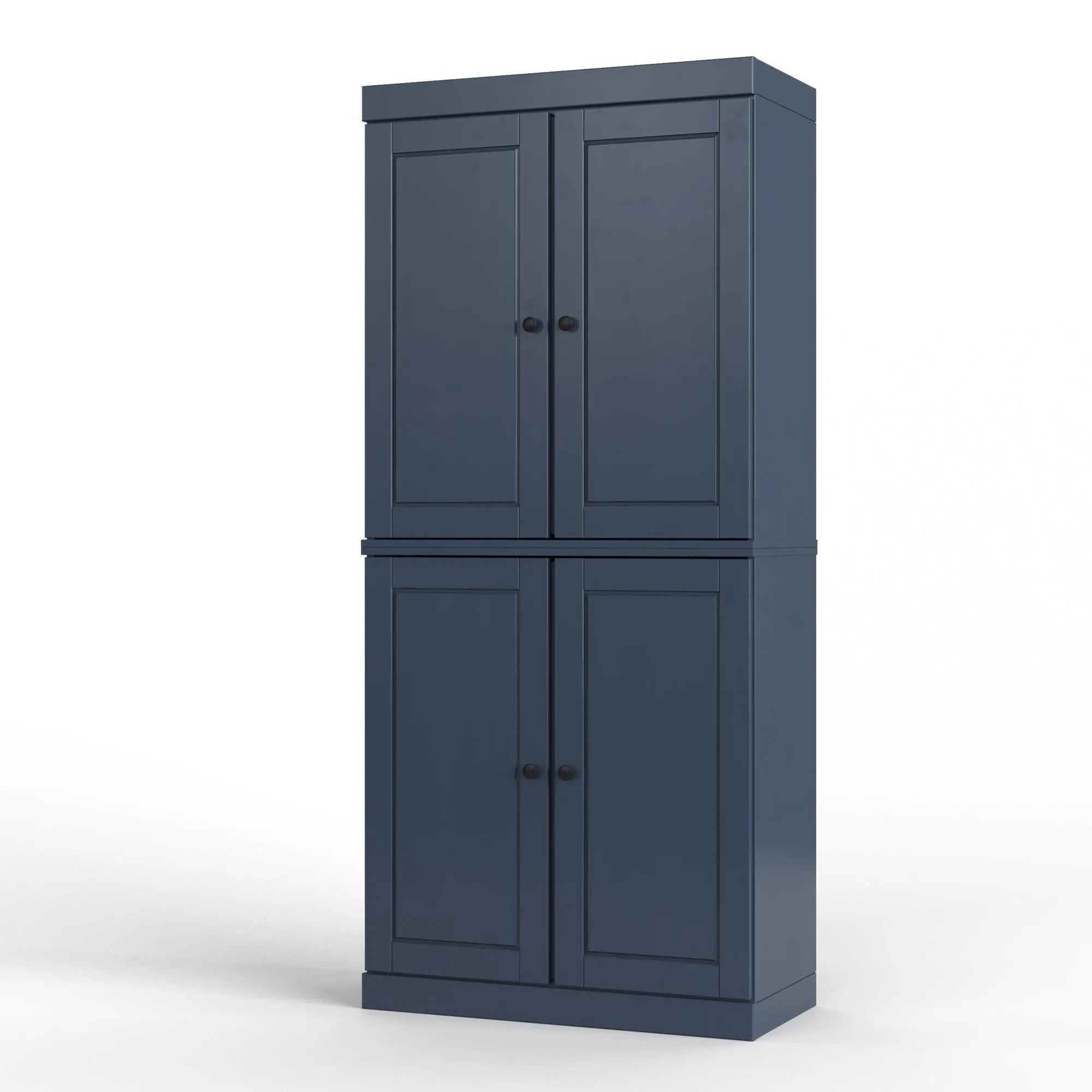 32" French Blue Solid Wood Free Standing Four Door Linen Cabinet Homeroots Organization