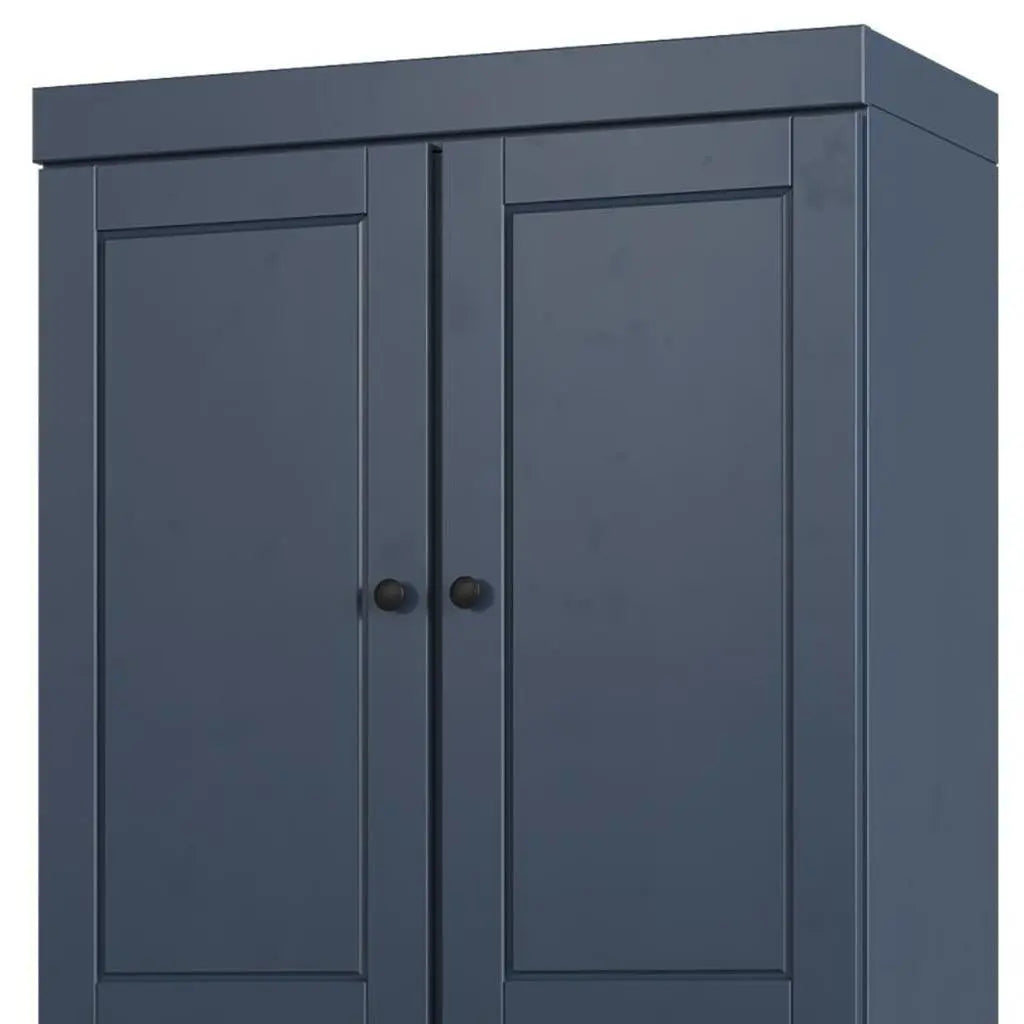 32" French Blue Solid Wood Free Standing Four Door Linen Cabinet Homeroots Organization