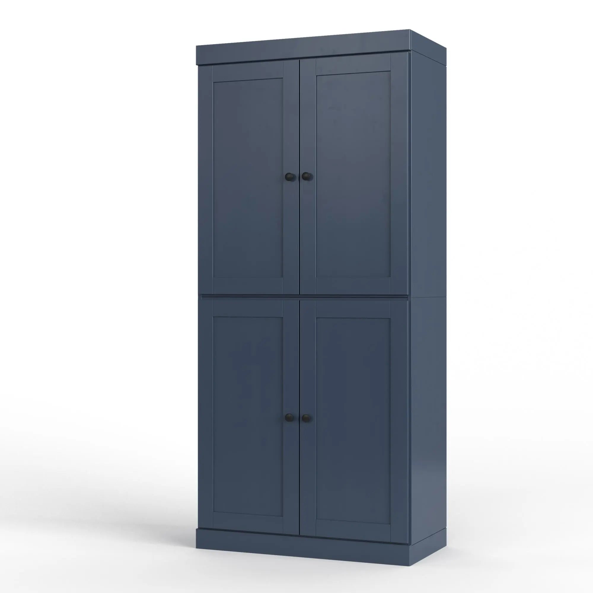 32" French Blue Solid Wood Free Standing Four Door Linen Cabinet Homeroots Organization
