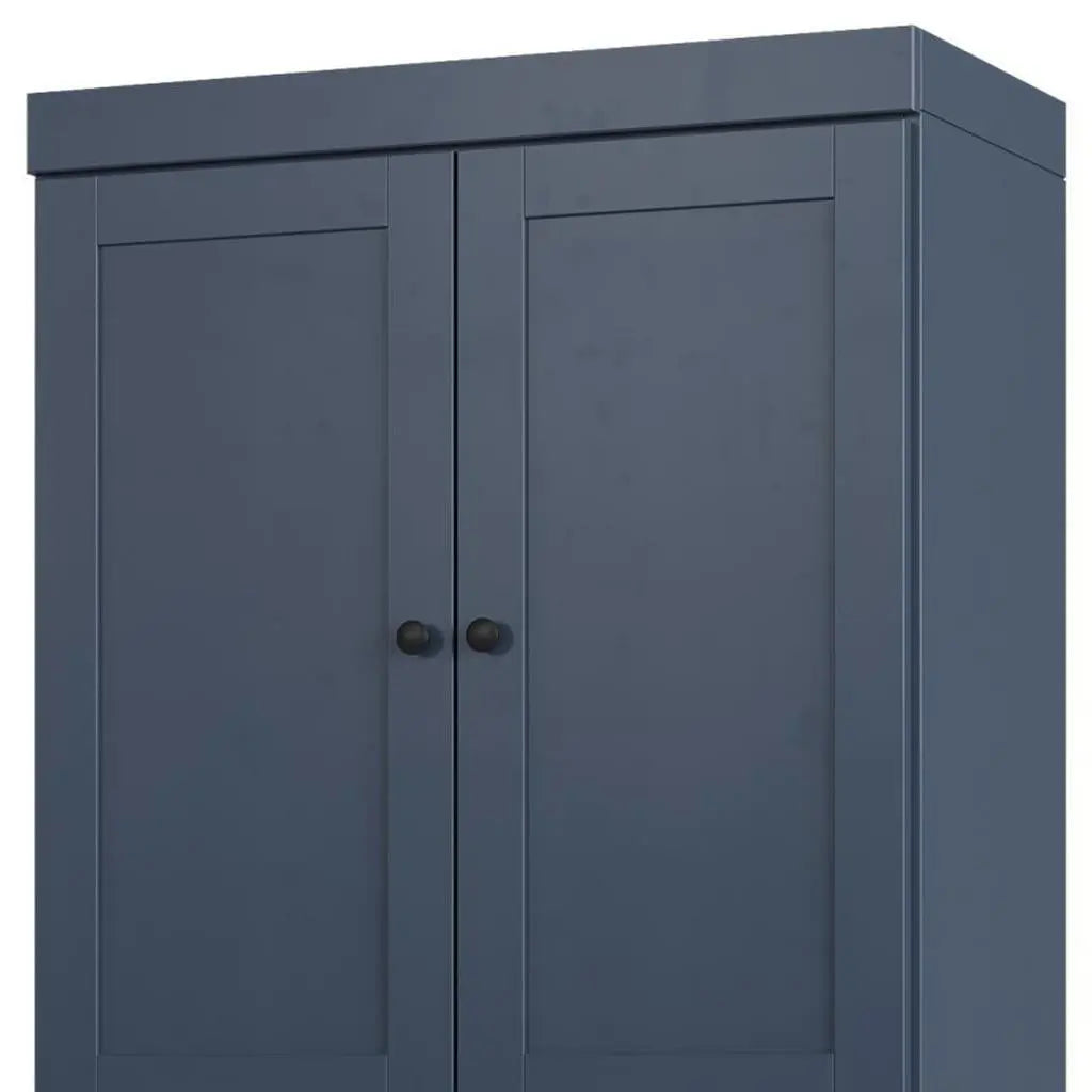 32" French Blue Solid Wood Free Standing Four Door Linen Cabinet Homeroots Organization