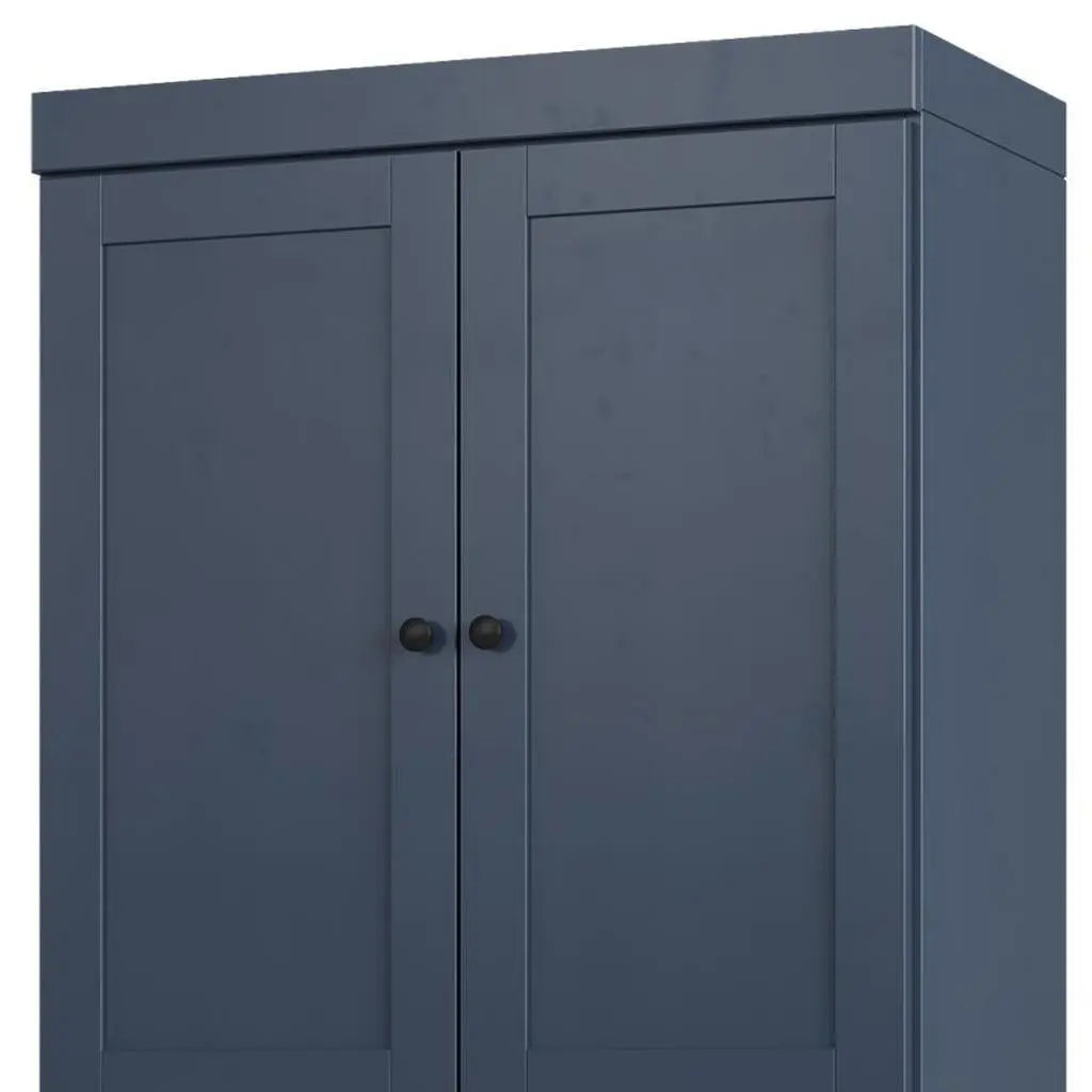 32" French Blue Solid Wood Free Standing Four Door Linen Cabinet Homeroots Organization