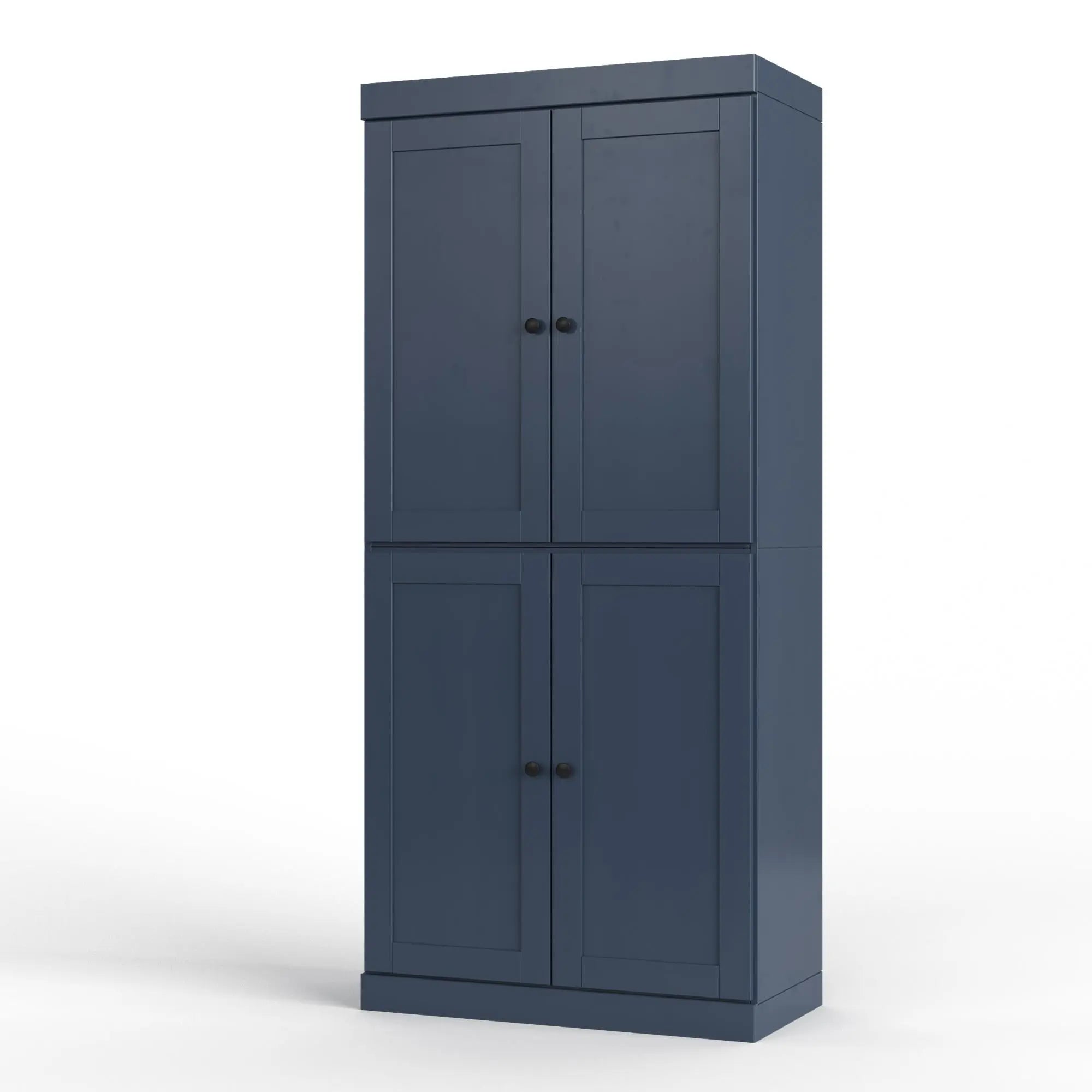 32" French Blue Solid Wood Free Standing Four Door Linen Cabinet Homeroots Organization