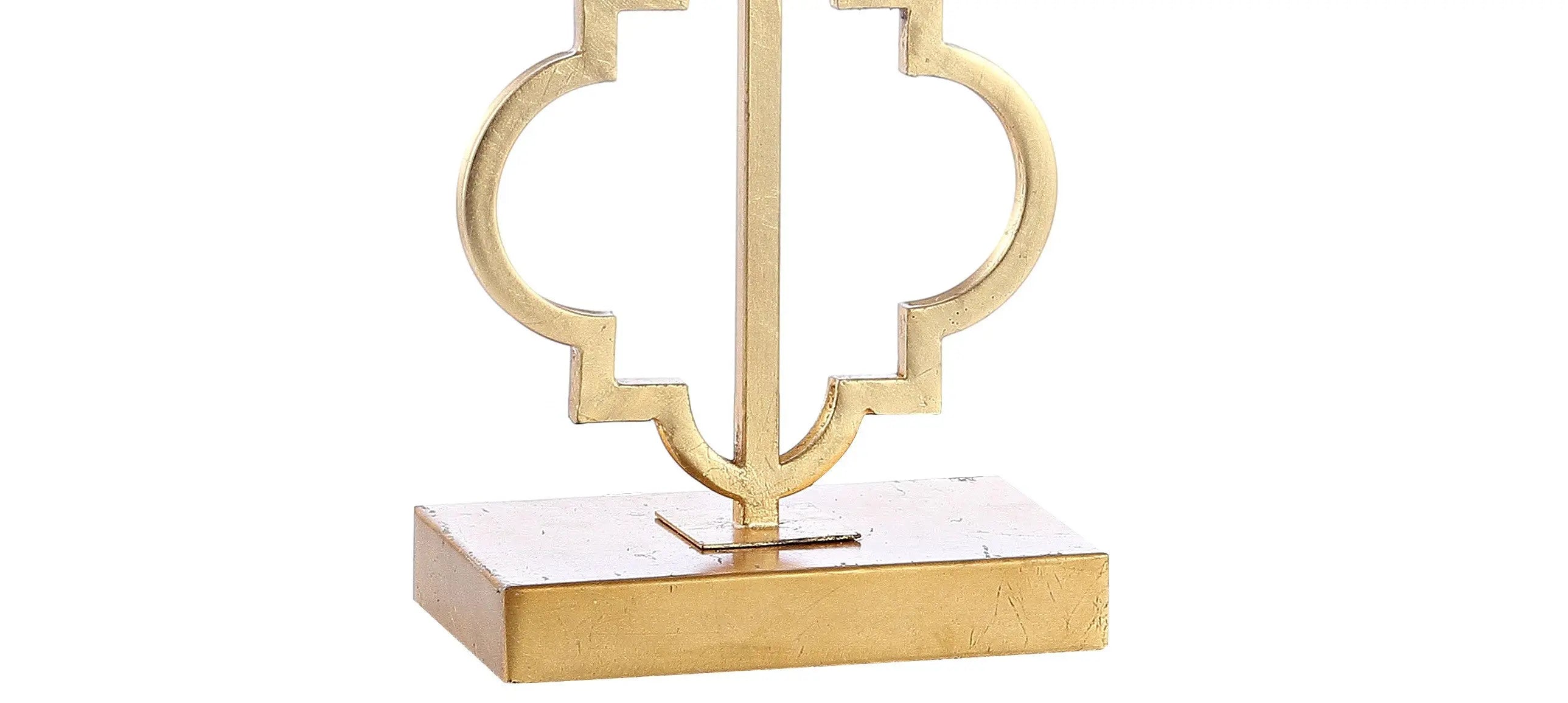 32" Gold Geometric Table Lamp With Shade Homeroots Lighting