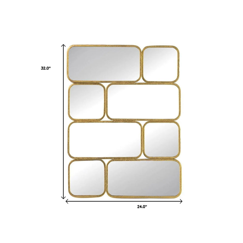 32" Gold Iron Framed Accent Mirror Homeroots Bed & Bath