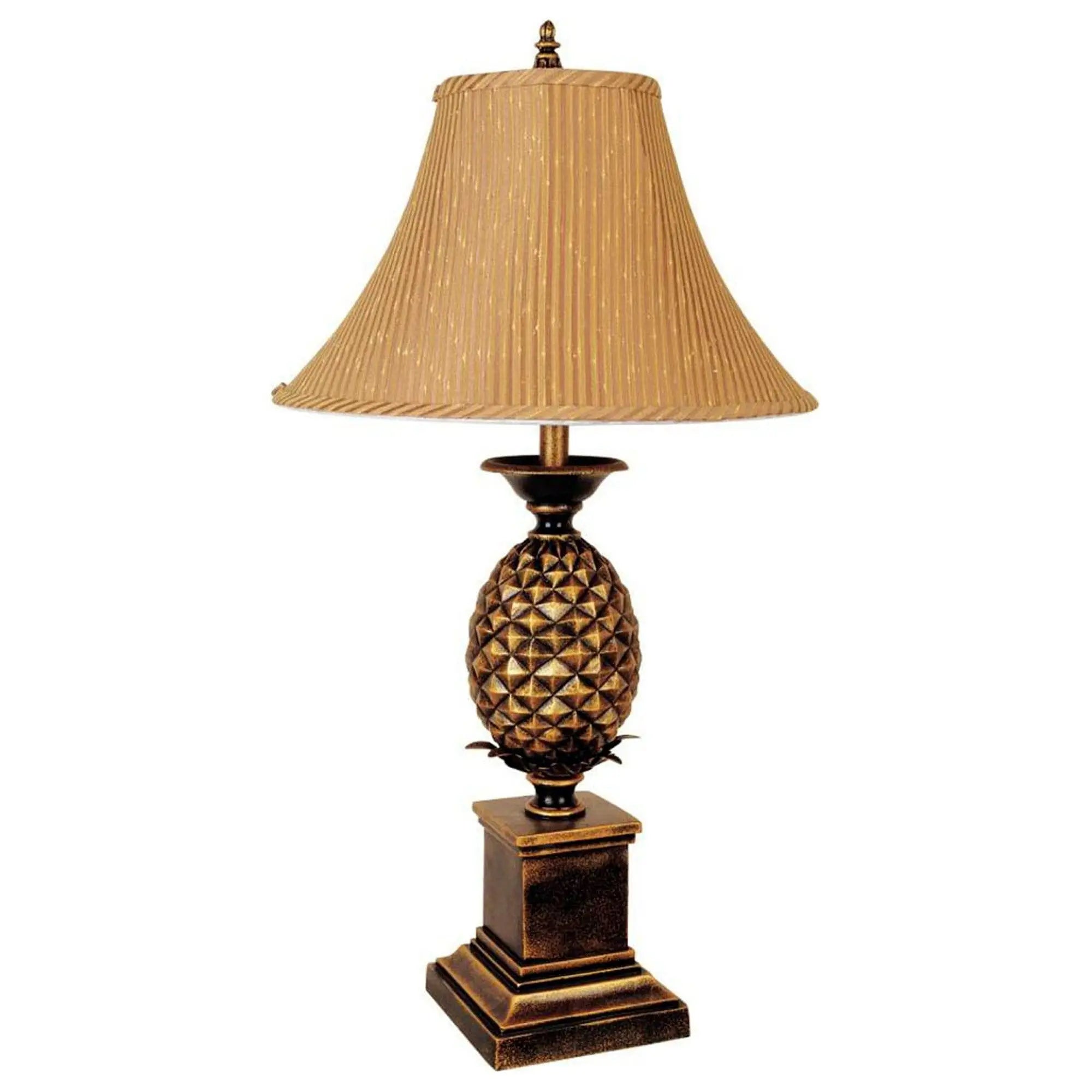 32" Gold Metal Pineapple Table Lamp With Gold Classic Empire Shade Homeroots Lighting