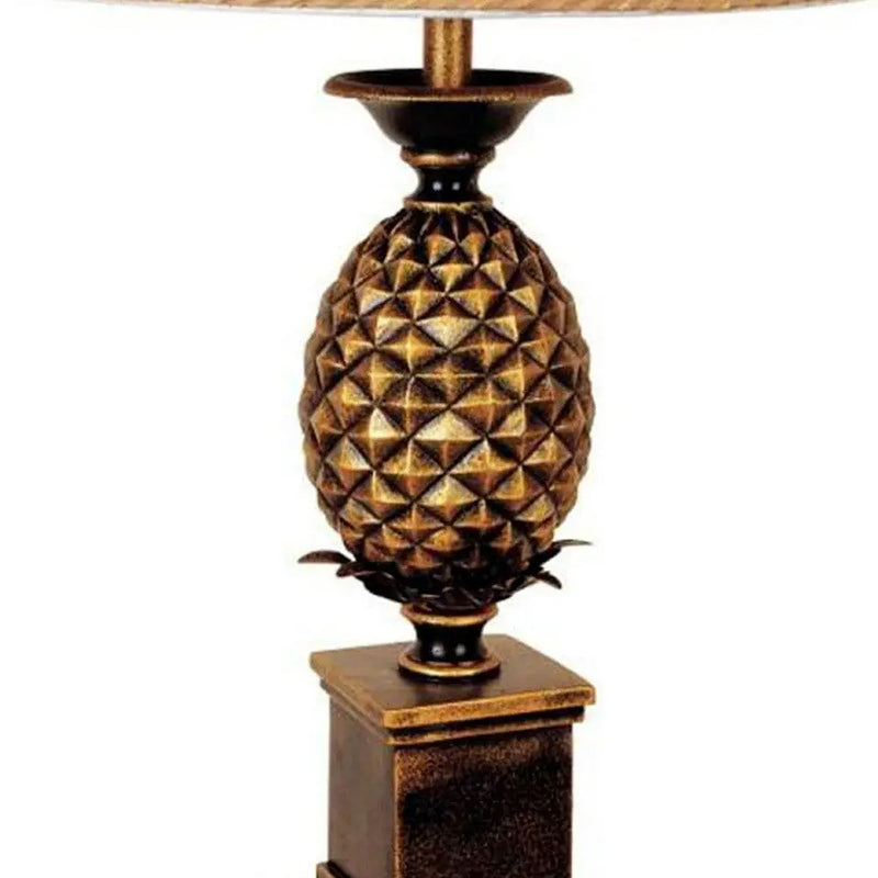 32" Gold Metal Pineapple Table Lamp With Gold Classic Empire Shade Homeroots Lighting