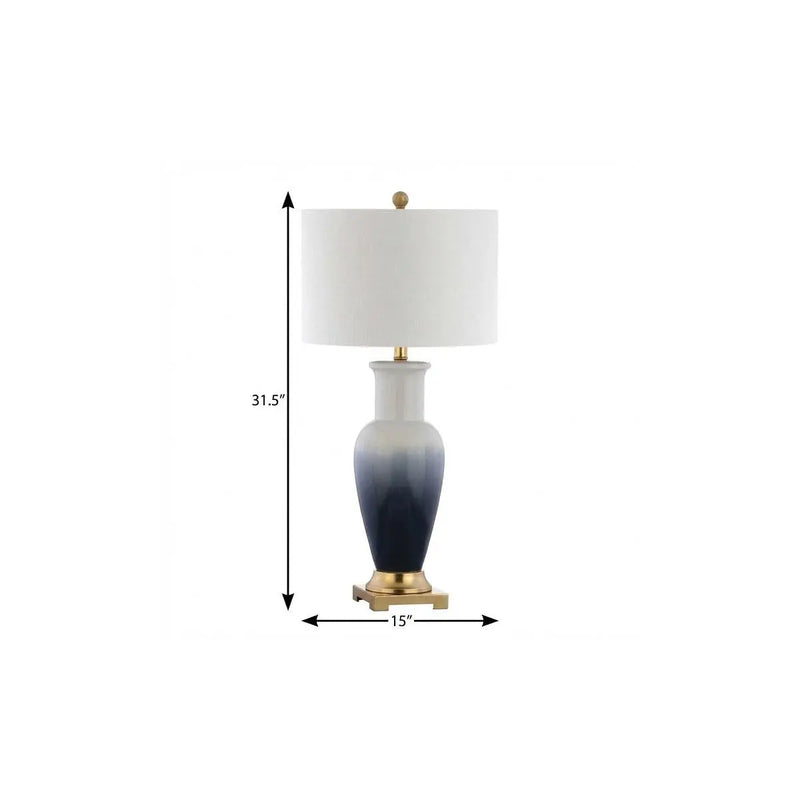 32" Gold Novelty Table Lamp With Drum Shade Homeroots Lighting