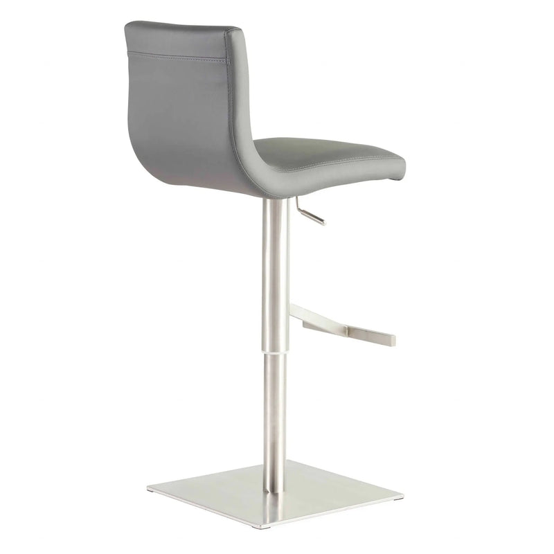32" Gray And Silver Steel Swivel Low Back Bar Height Bar Chair Homeroots Living Room