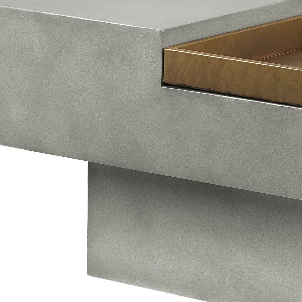 32" Gray Cement Square Distressed Pedestal Coffee Table Homeroots Living Room