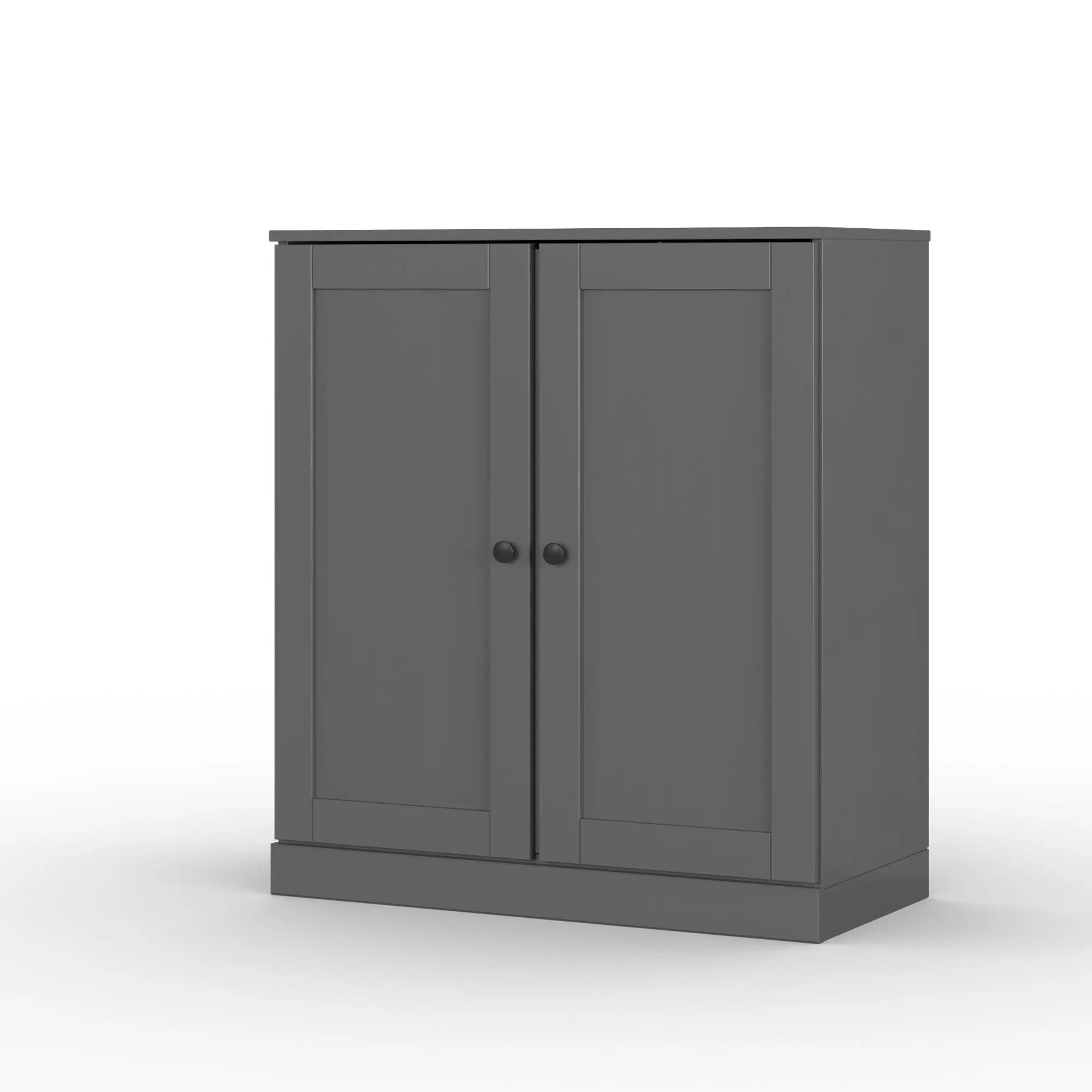 32" Gray Solid Wood Free Standing Double Door Linen Cabinet Homeroots Organization