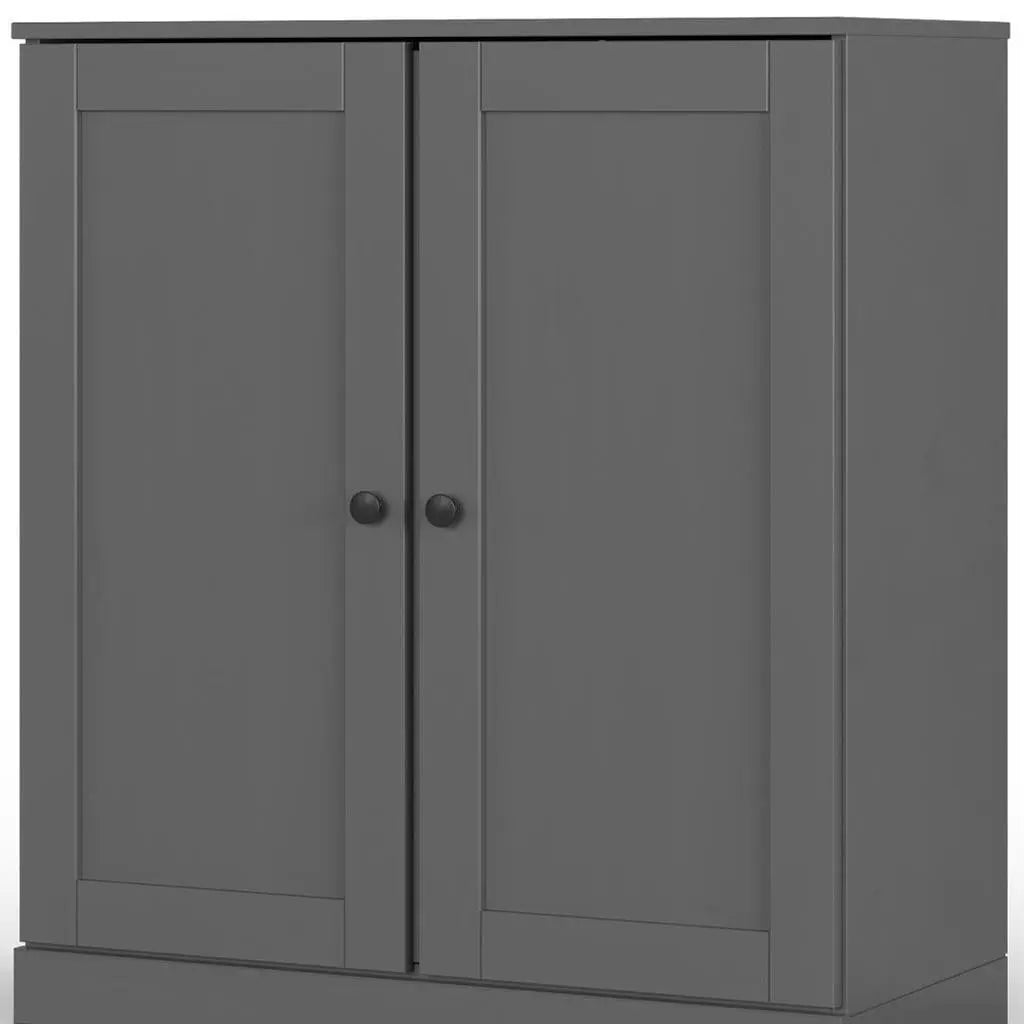32" Gray Solid Wood Free Standing Double Door Linen Cabinet Homeroots Organization