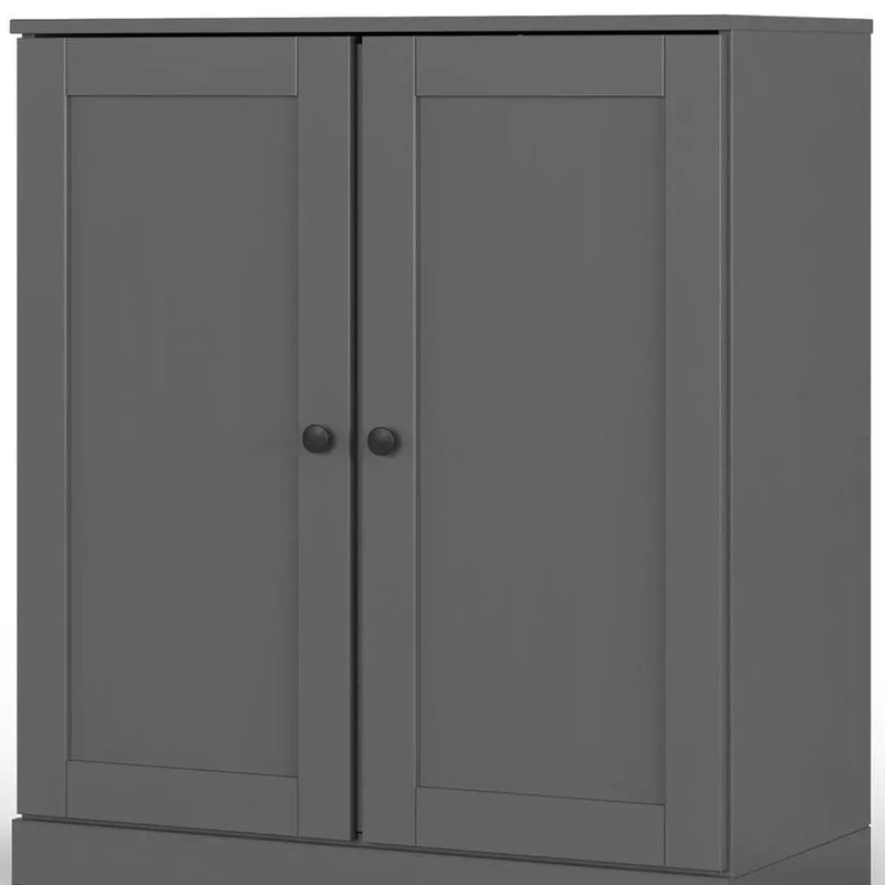 32" Gray Solid Wood Free Standing Double Door Linen Cabinet Homeroots Organization