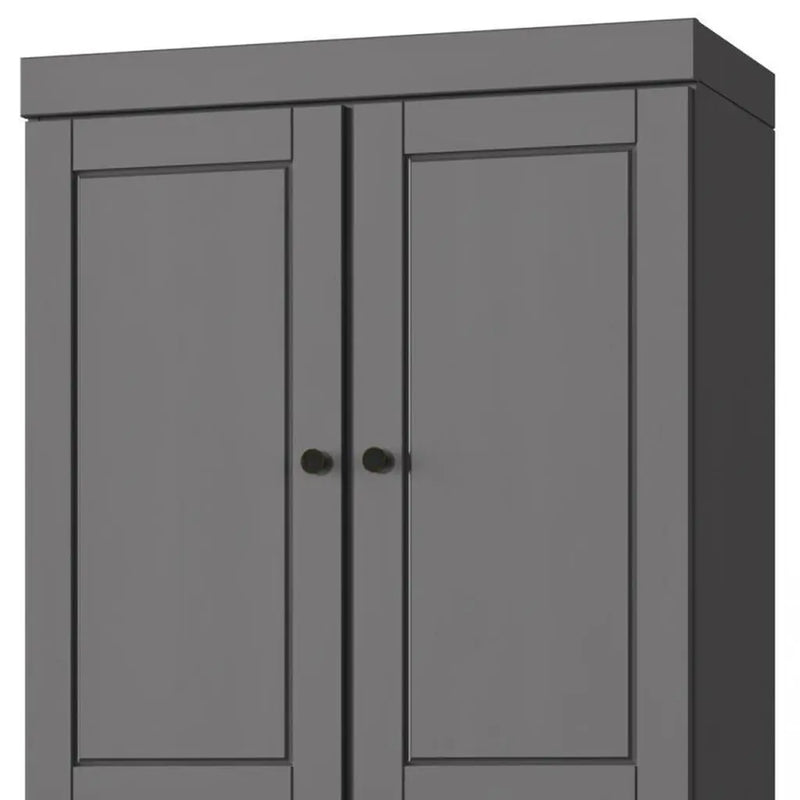 32" Gray Solid Wood Free Standing Four Door Linen Cabinet Homeroots Organization