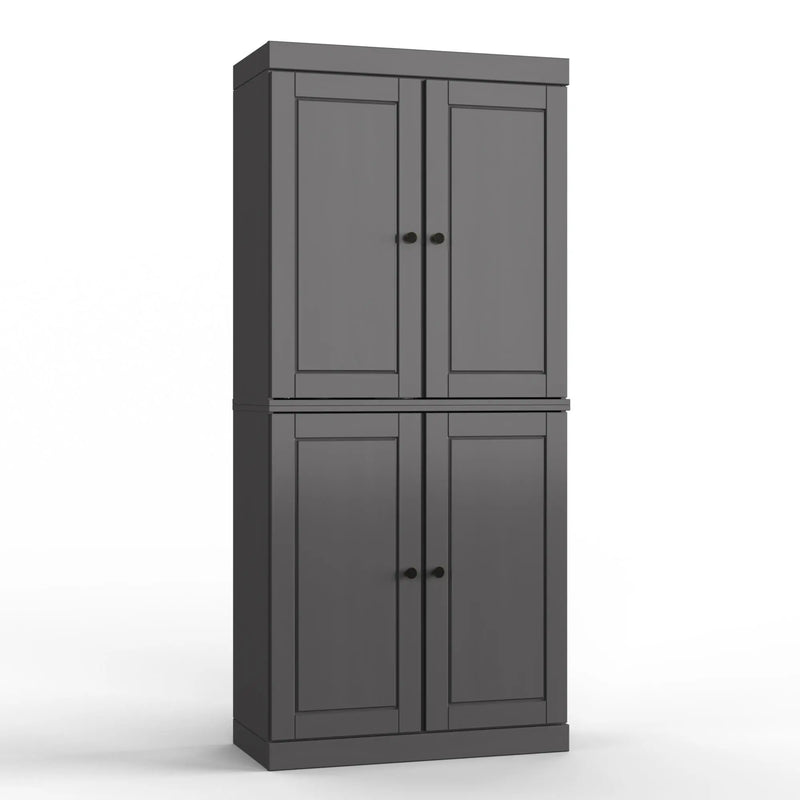 32" Gray Solid Wood Free Standing Four Door Linen Cabinet Homeroots Organization