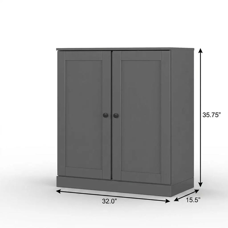 32" Gray Solid Wood Shaker Style Double Door Linen Cabinet Homeroots Organization