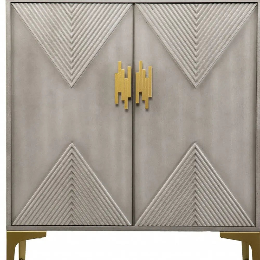 32" Gray Solid Wood Sideboard with Two Doors Homeroots Kitchen & Dining