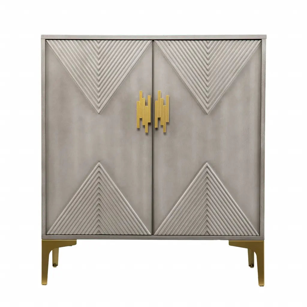 32" Gray Solid Wood Sideboard with Two Doors Homeroots Kitchen & Dining