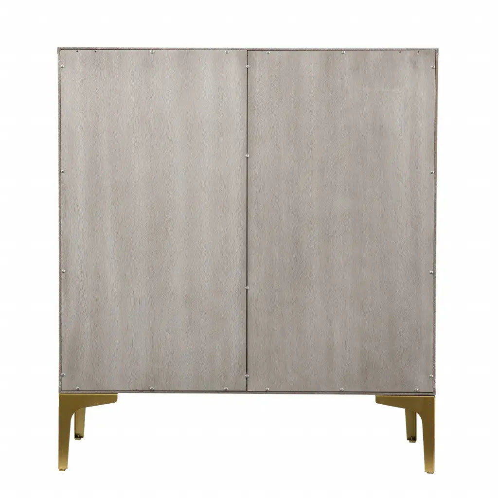 32" Gray Solid Wood Sideboard with Two Doors Homeroots Kitchen & Dining