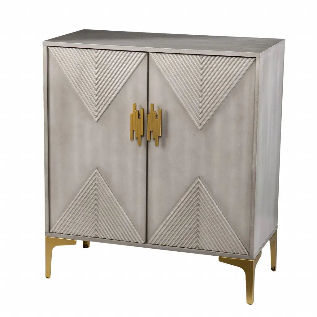 32" Gray Solid Wood Sideboard with Two Doors Homeroots Kitchen & Dining