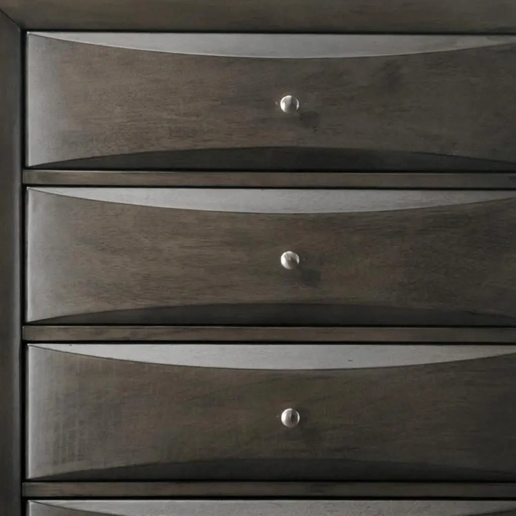 32" Gray Wood Five Drawer Dresser Homeroots Bed & Bath