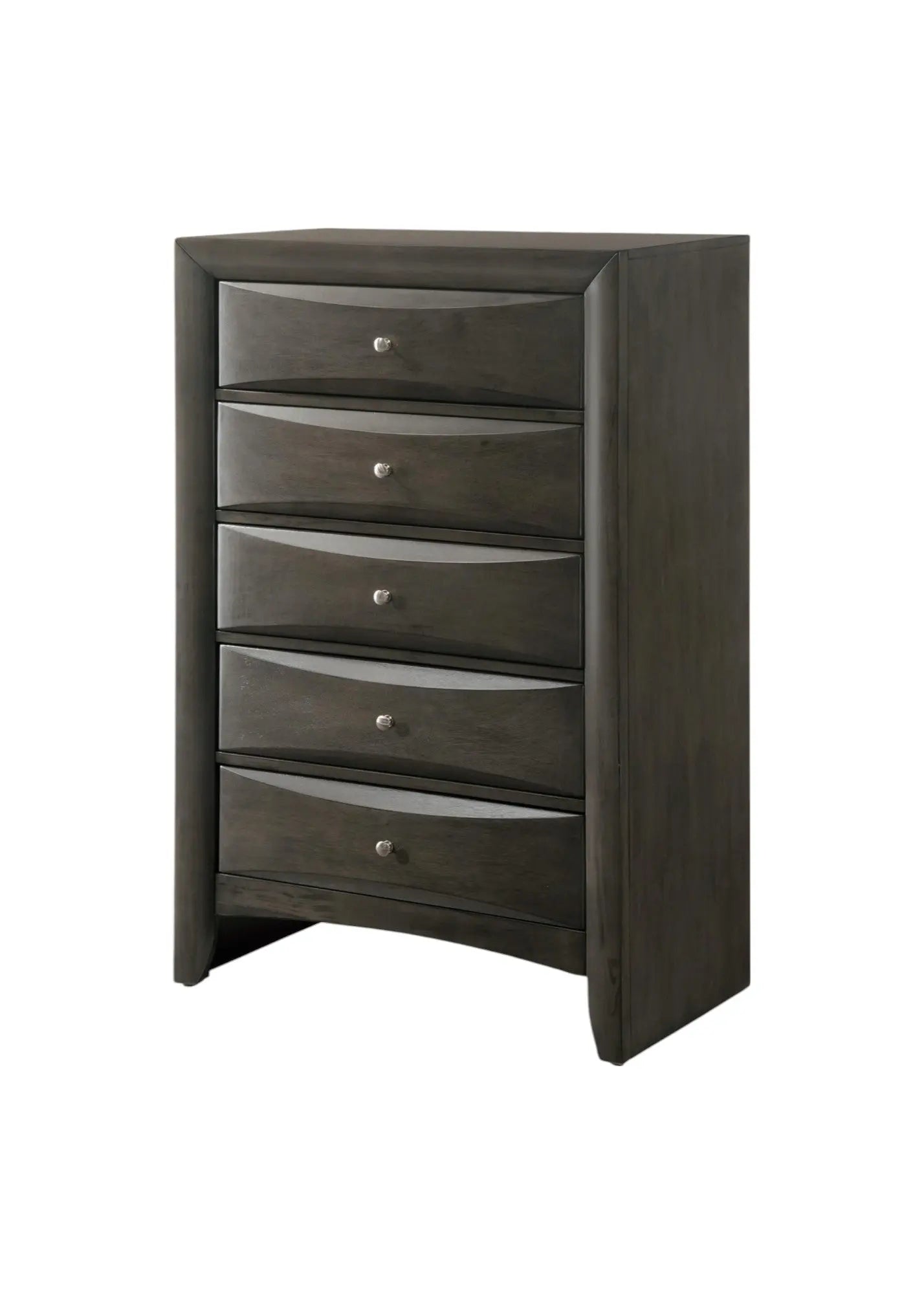 32" Gray Wood Five Drawer Dresser Homeroots Bed & Bath