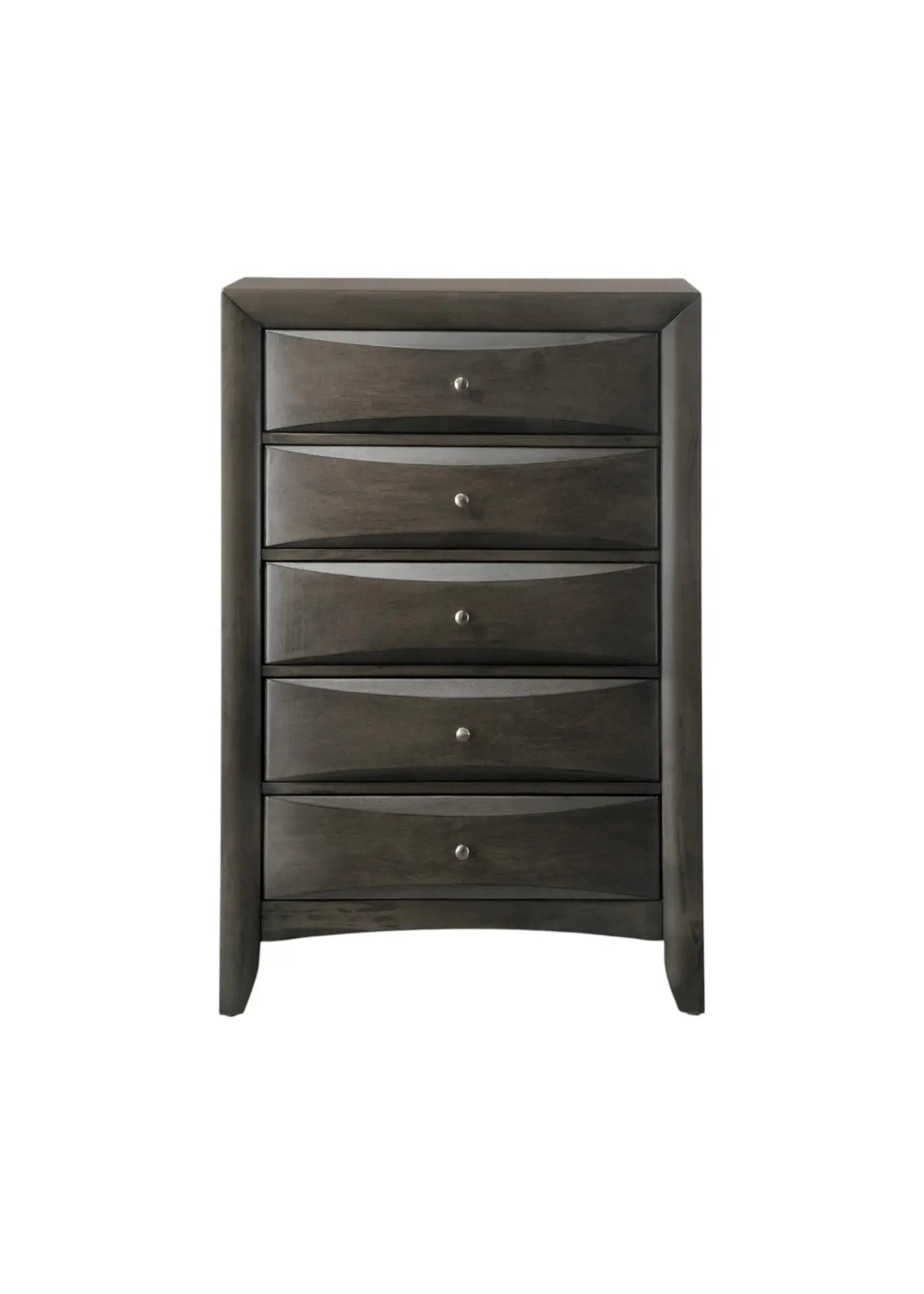 32" Gray Wood Five Drawer Dresser Homeroots Bed & Bath