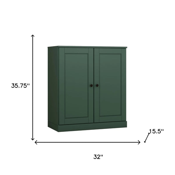 32" Green Solid Wood Accent Cabinet With Two Doors Homeroots Kitchen & Dining