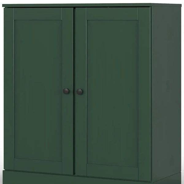 32" Green Solid Wood Free Standing Double Door Linen Cabinet Homeroots Organization