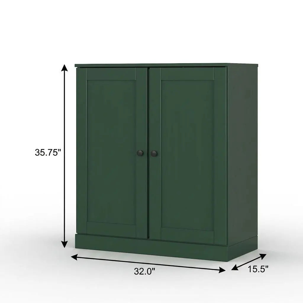 32" Green Solid Wood Free Standing Double Door Linen Cabinet Homeroots Organization