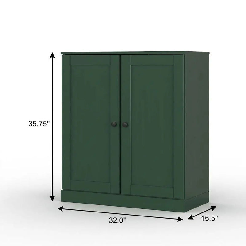 32" Green Solid Wood Free Standing Double Door Linen Cabinet Homeroots Organization