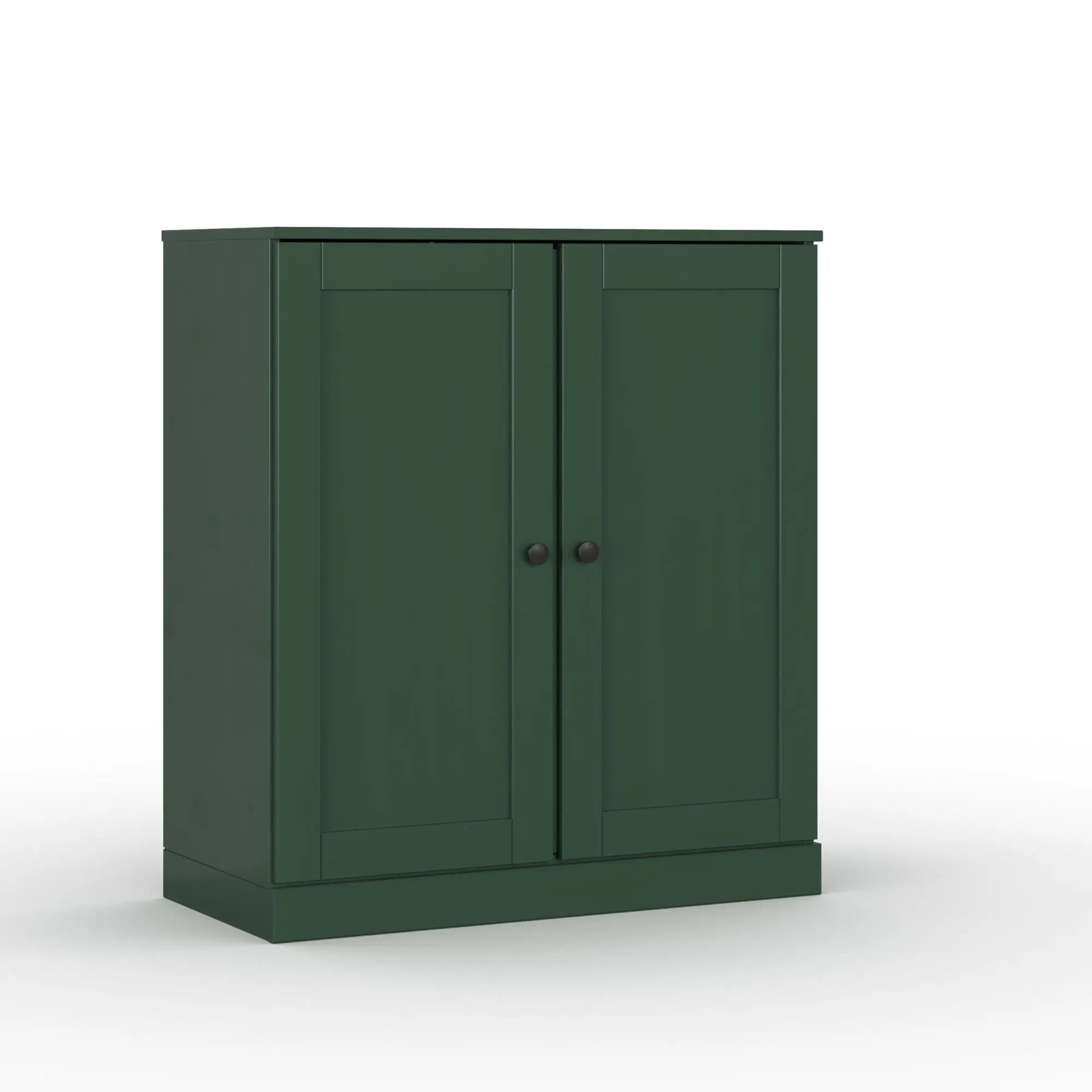 32" Green Solid Wood Free Standing Double Door Linen Cabinet Homeroots Organization