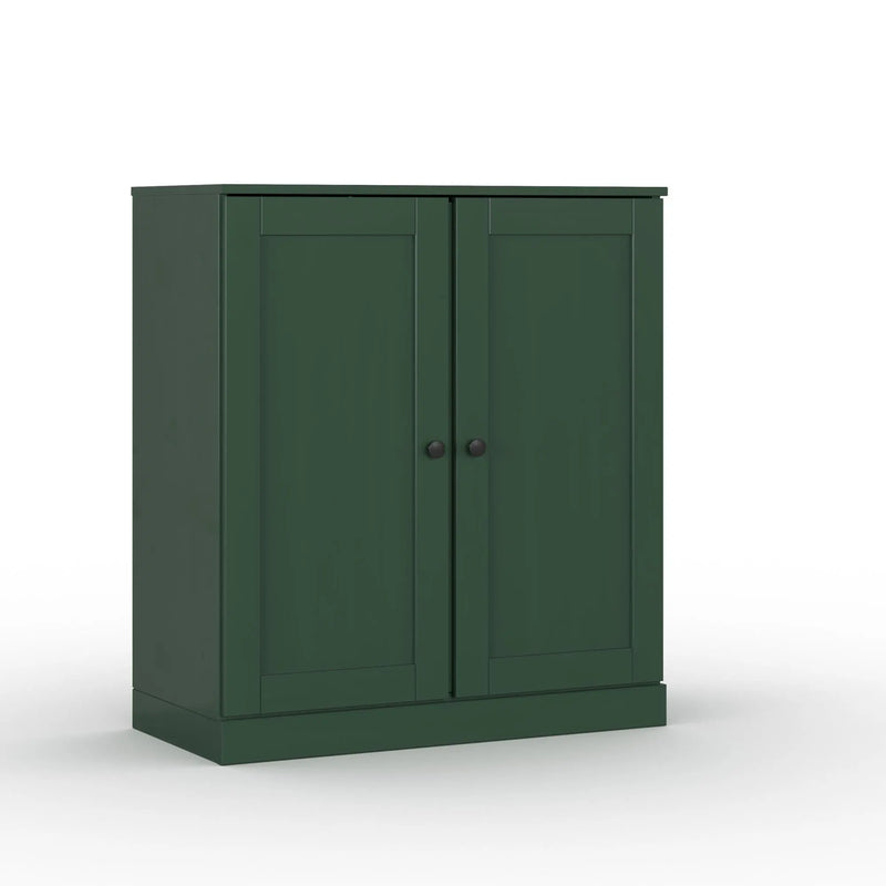 32" Green Solid Wood Free Standing Double Door Linen Cabinet Homeroots Organization