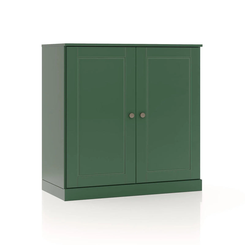 32" Green Solid Wood Free Standing Double Door Linen Cabinet Homeroots Organization