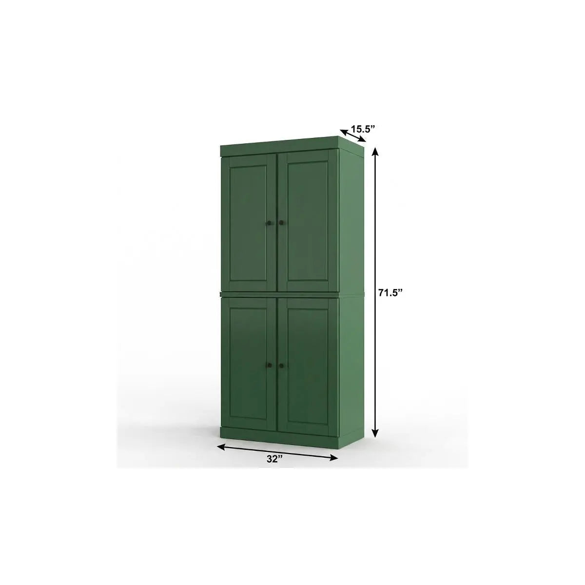 32" Green Solid Wood Free Standing Four Door Linen Cabinet Homeroots Organization