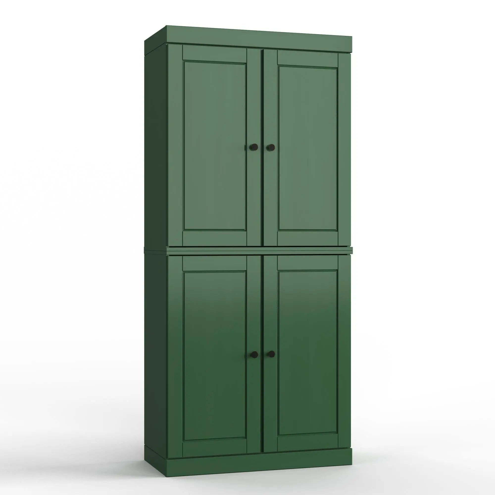 32" Green Solid Wood Free Standing Four Door Linen Cabinet Homeroots Organization