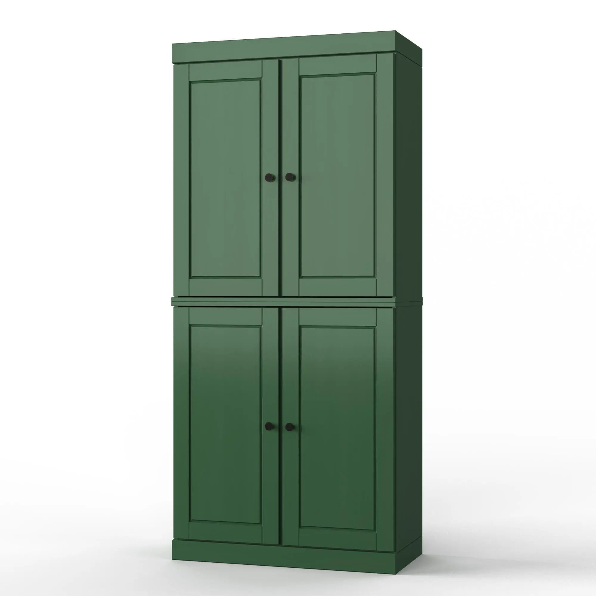 32" Green Solid Wood Free Standing Four Door Linen Cabinet Homeroots Organization
