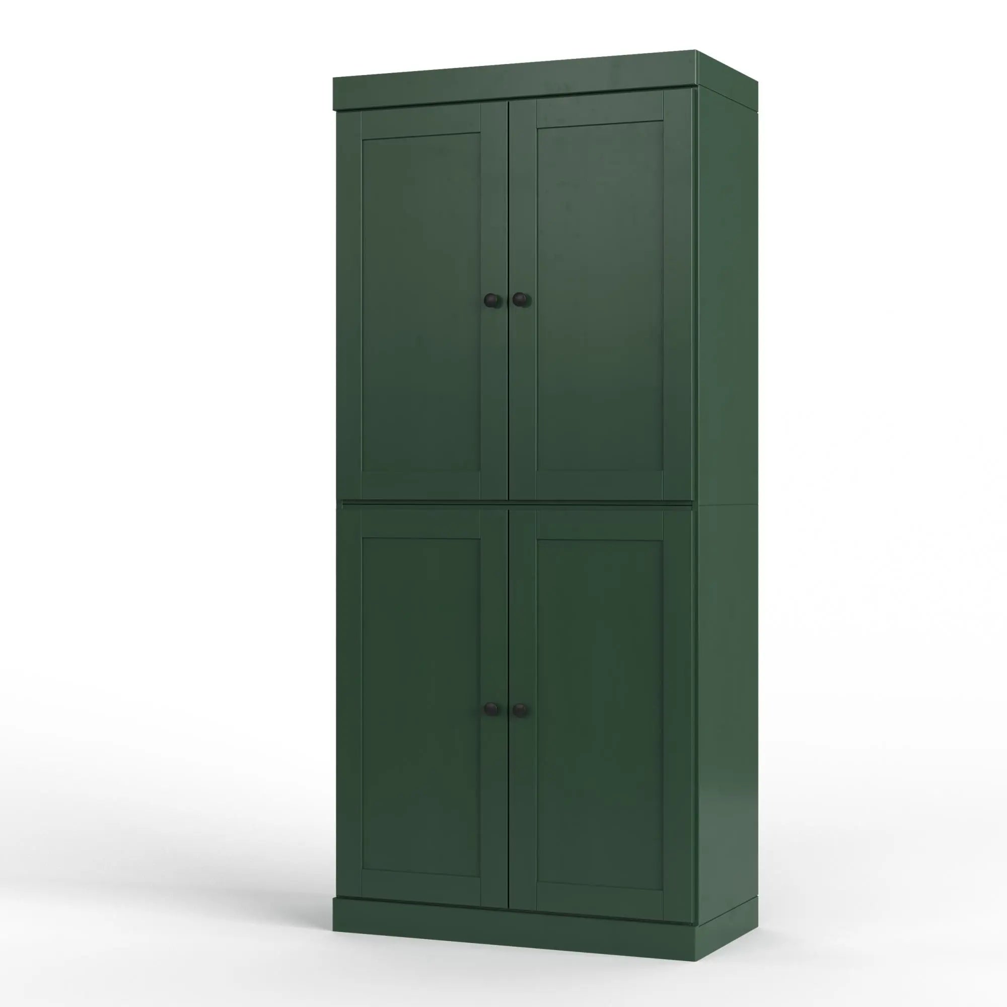 32" Green Solid Wood Free Standing Four Door Linen Cabinet Homeroots Organization