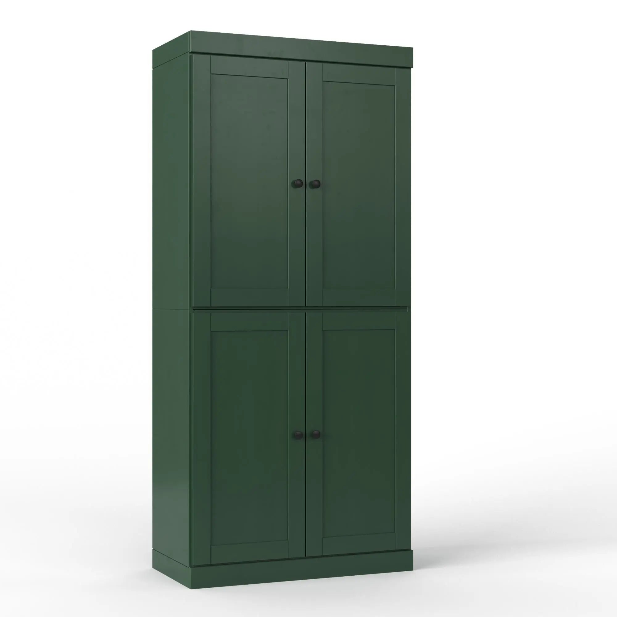 32" Green Solid Wood Free Standing Four Door Linen Cabinet Homeroots Organization