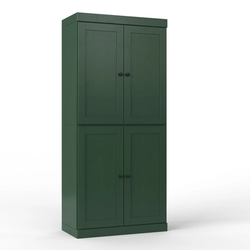 32" Green Solid Wood Free Standing Four Door Linen Cabinet Homeroots Organization