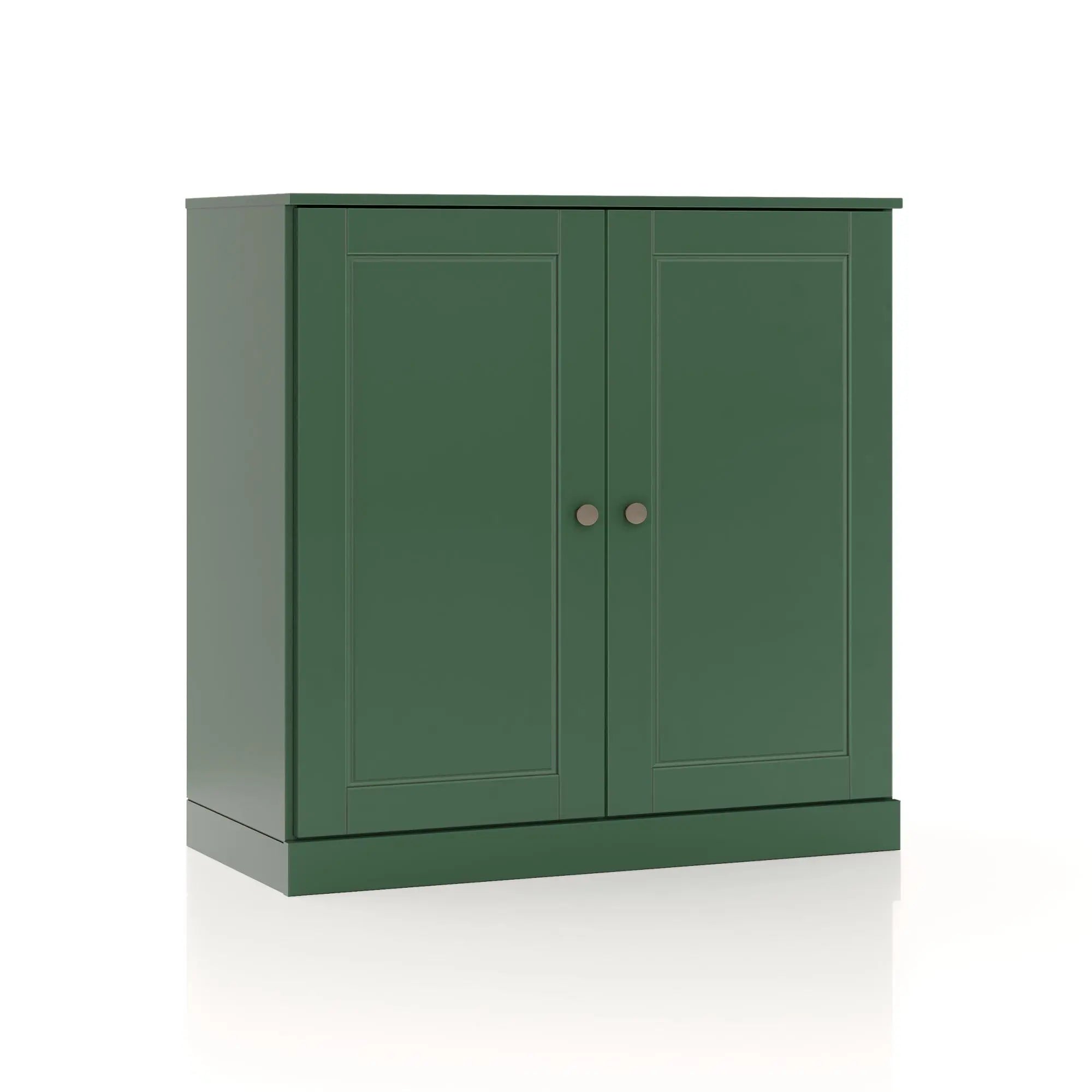 32" Green Solid Wood Raised Panel Double Door Linen Cabinet Homeroots Organization