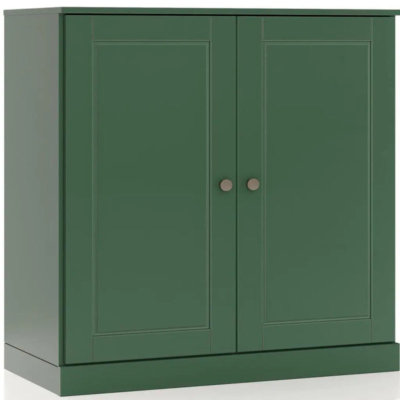 32" Green Solid Wood Raised Panel Double Door Linen Cabinet Homeroots Organization