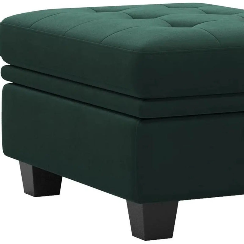 32" Green and Black Velvet Tufted Storage Ottoman Homeroots Living Room