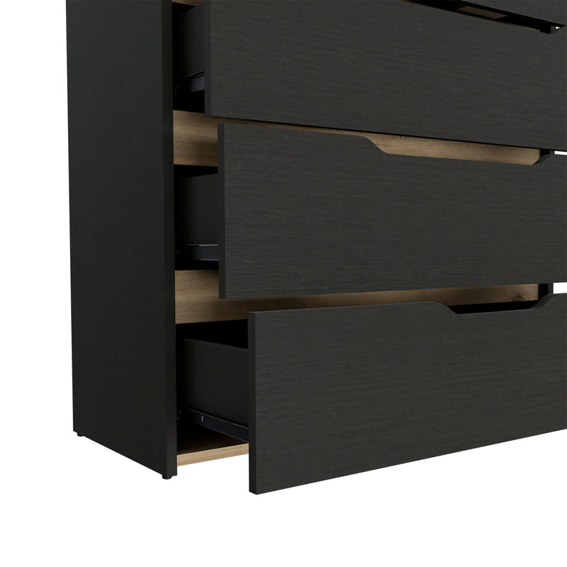 32" Natural And Black Four Drawer Dresser Homeroots Bed & Bath
