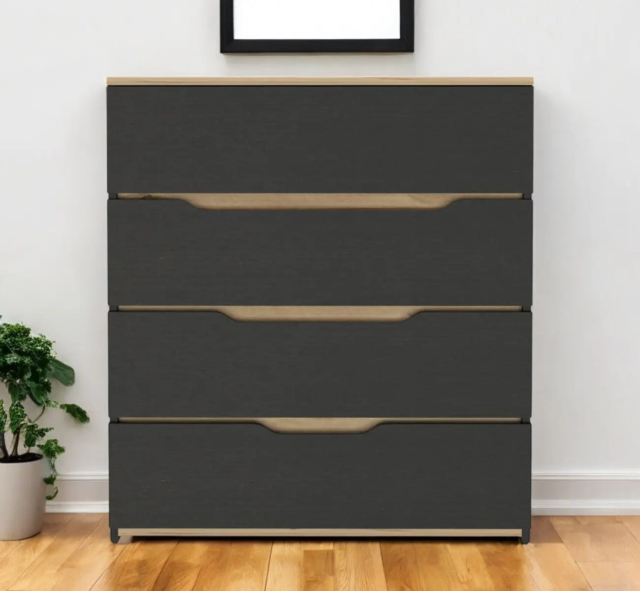 32" Natural And Black Four Drawer Dresser Homeroots Bed & Bath
