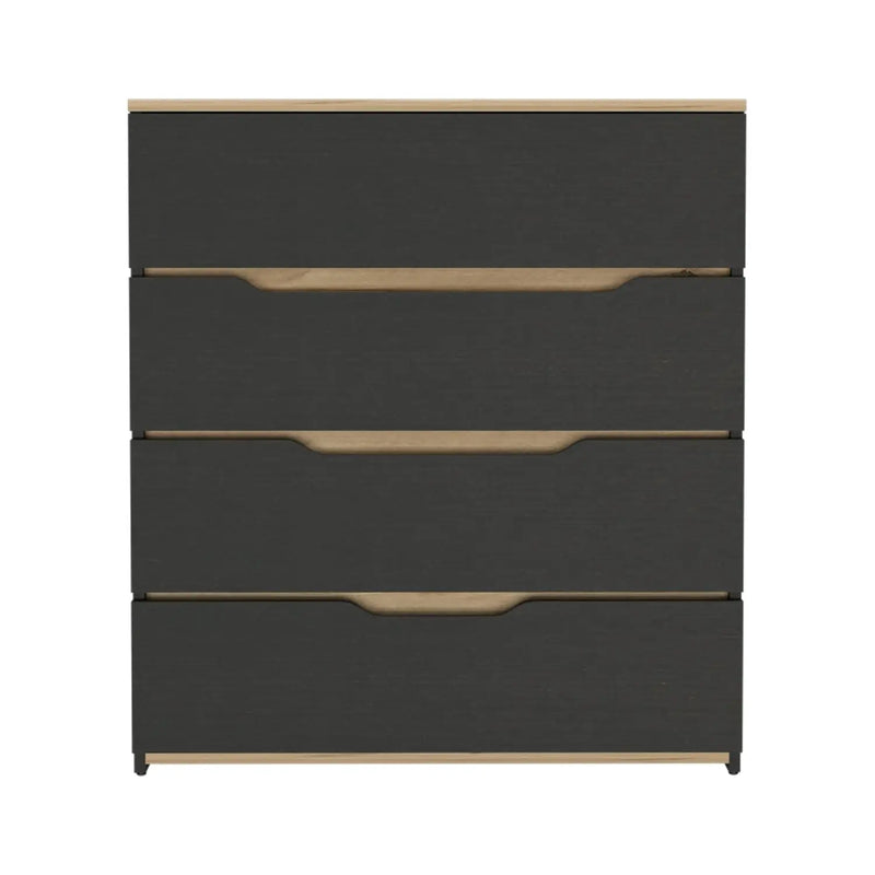 32" Natural And Black Four Drawer Dresser Homeroots Bed & Bath