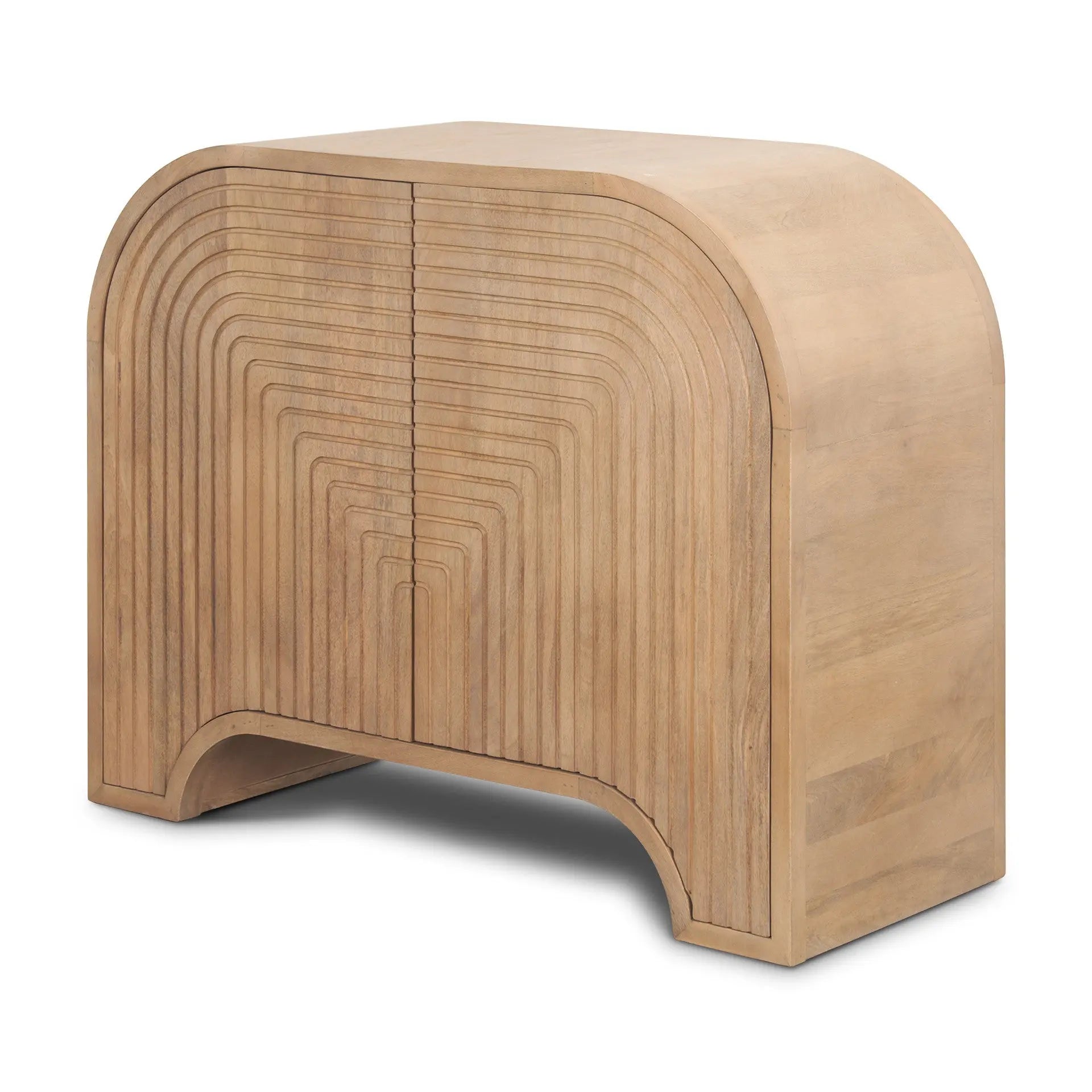 32" Natural Solid Wood Textured Door Accent Cabinet With Two Doors Homeroots Kitchen & Dining